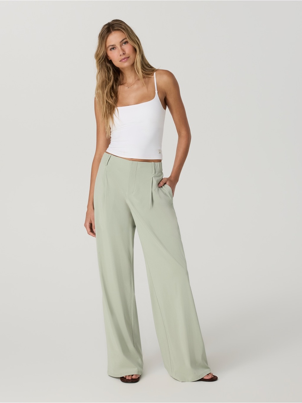 Vuori Wide Leg Pants in Light Sage Green - Picture 4 of 9